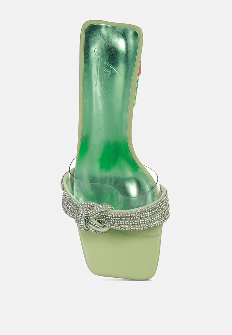 Hiorda Rhinestone Knotted Spool Heel Sandals-3